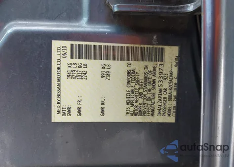 2010 Nissan Altima 2.5 S z USA, uszkodzony, nr VIN 1N4AL2AP1AN533973